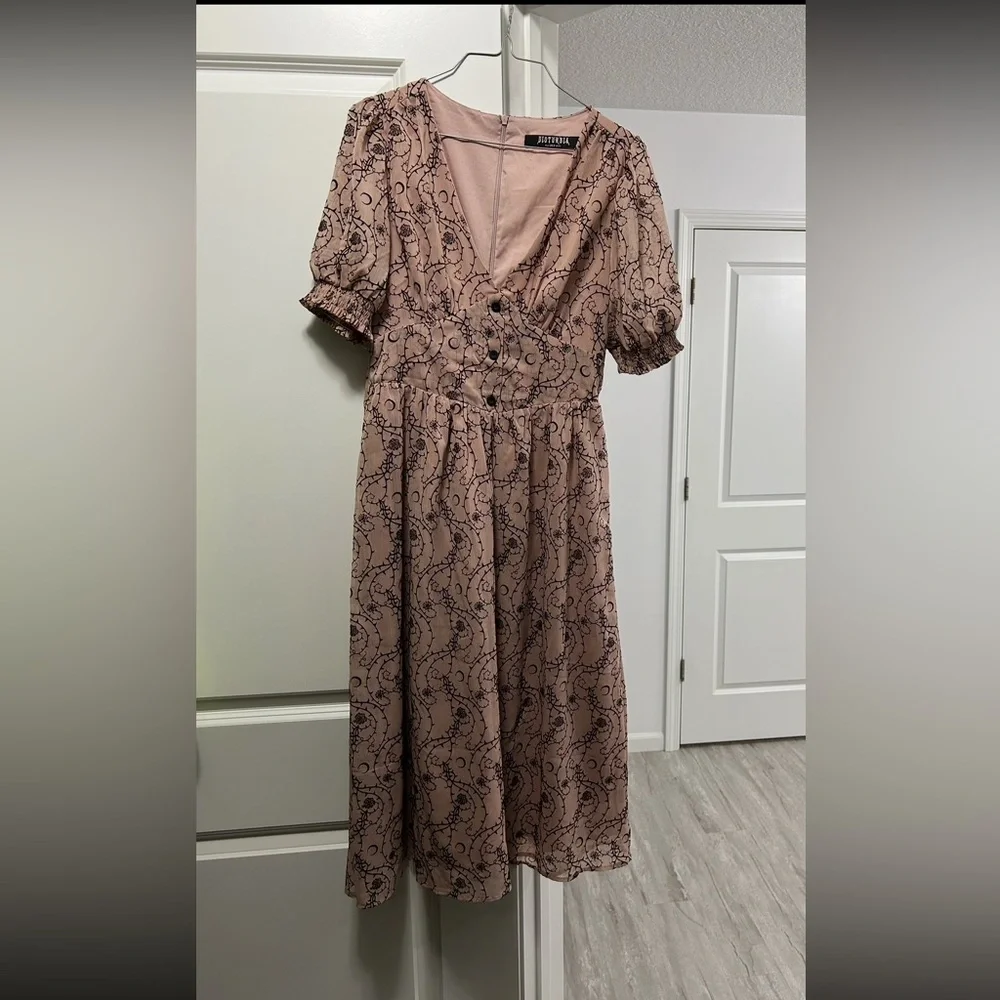 Disturbia Black and Pink Thorn Midi Dress - Picture 2 of 4